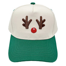 Load image into Gallery viewer, Reindeer Antler Embroidered Snapback Hat – Adjustable Holiday Baseball Hat