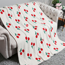 Load image into Gallery viewer, Cherry Patterned Reversible Plush Throw Blanket