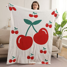 Load image into Gallery viewer, Large Cherry Patterned Reversible Plush Throw Blanket