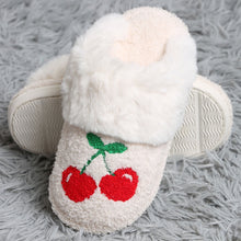 Load image into Gallery viewer, Cherry Embroidered Plush Indoor Slippers