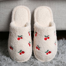Load image into Gallery viewer, Cherry Embroidered Soft Home Indoor Slippers
