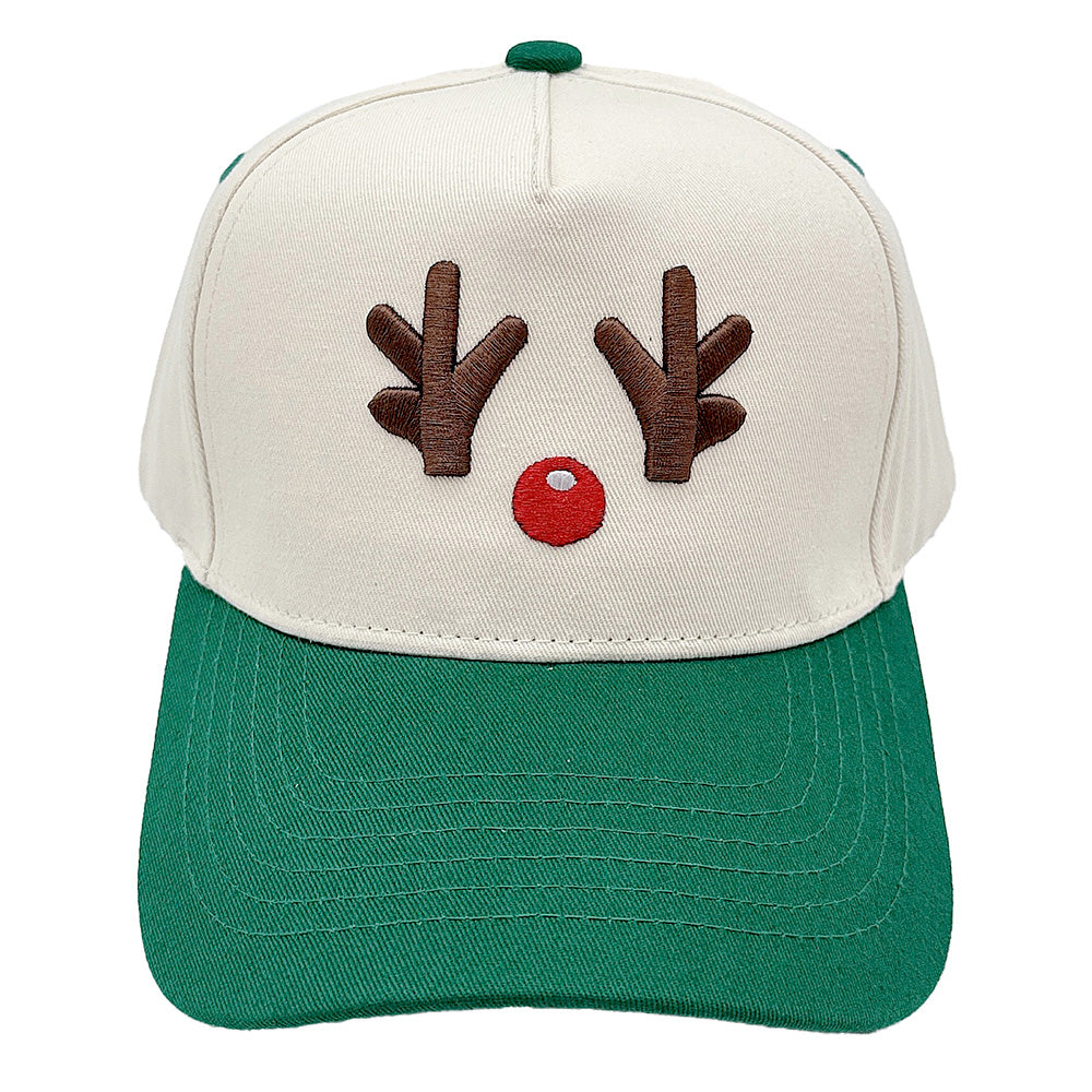 Reindeer Antler Embroidered Snapback Hat – Adjustable Holiday Baseball Hat