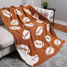 Load image into Gallery viewer, Reversible Football Patterned Throw Blanket
